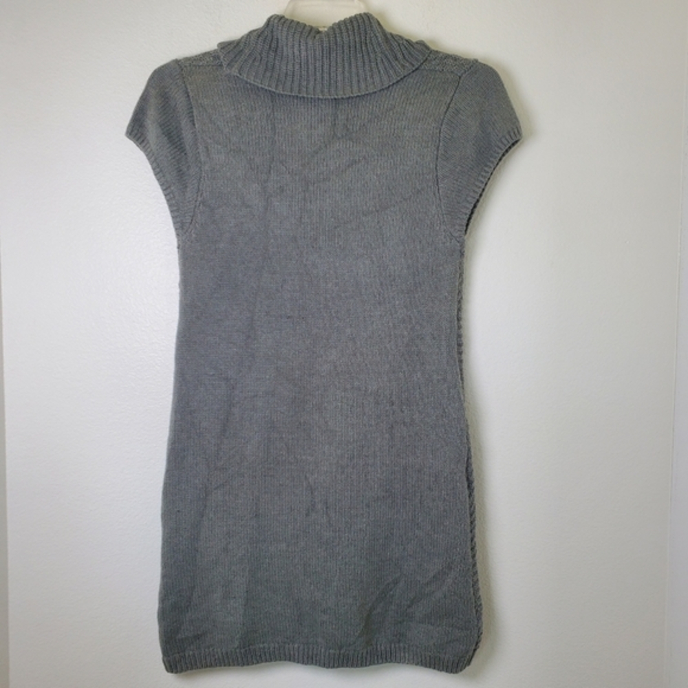 Express NWT Women's Y2K Gray Cowl Neck Cable Knit Cap Sleeve Sweater Mini Dress - Picture 8 of 9